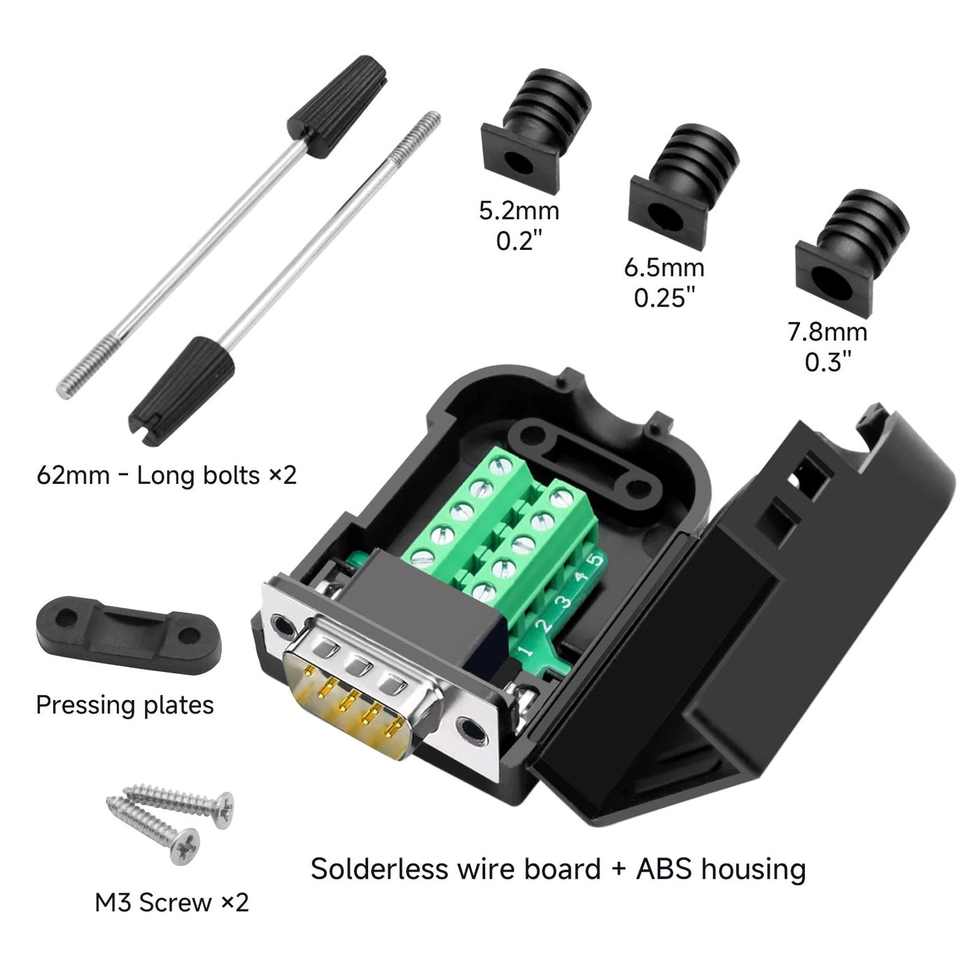 DB9 Breakout Connector - 9 pin RS232 Solderless