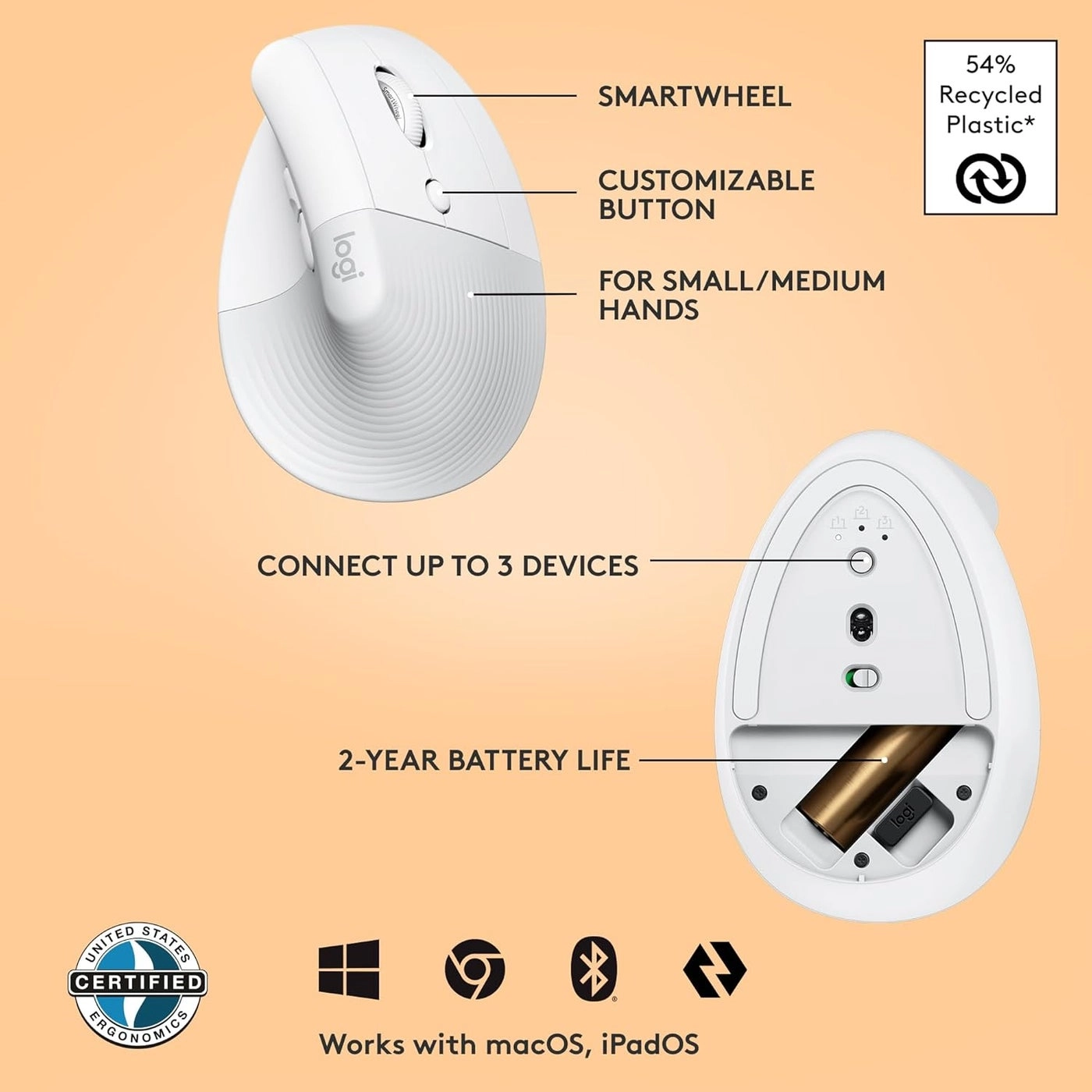 Lift Vertical Ergonomic Mouse - Wireless