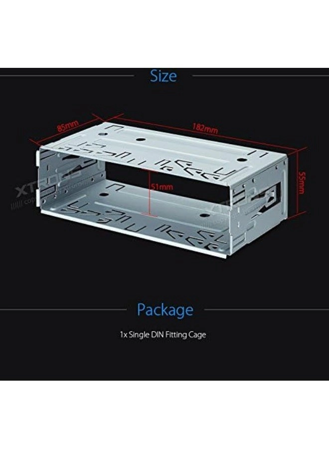 Universal Single Din Stereo Radio Replacement Fitting Cage - Silver