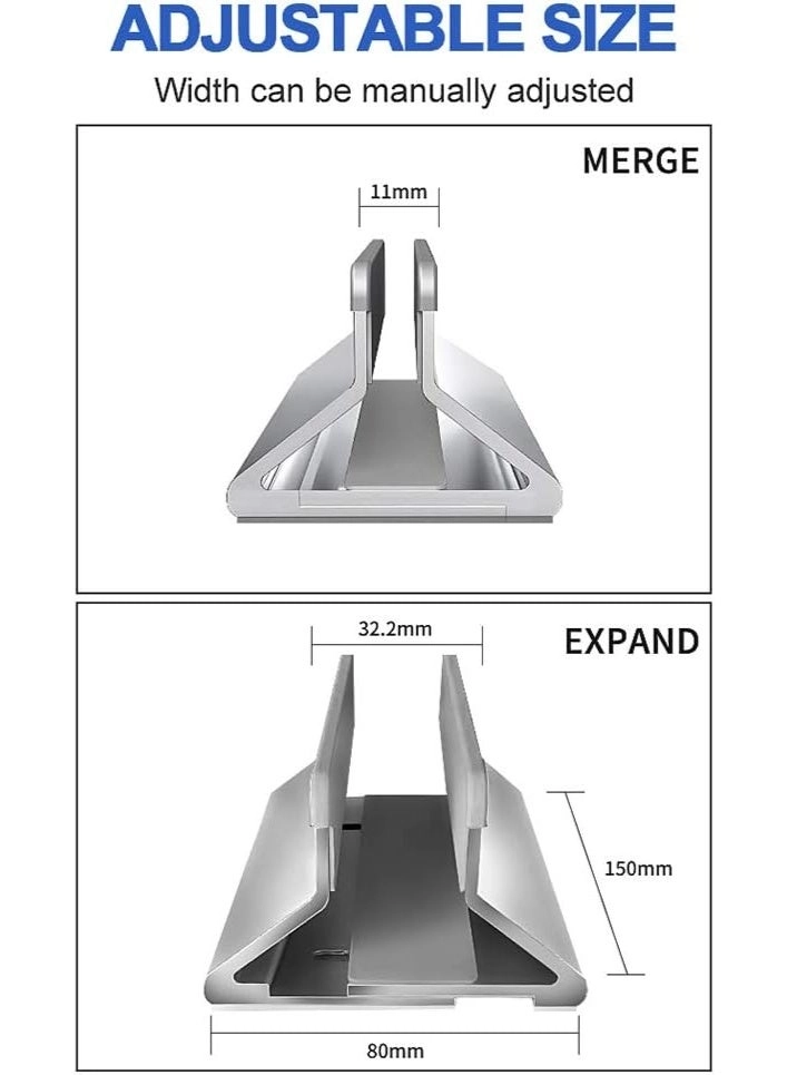 Aluminum Vertical Laptop Stand - Adjustable Space-Saving