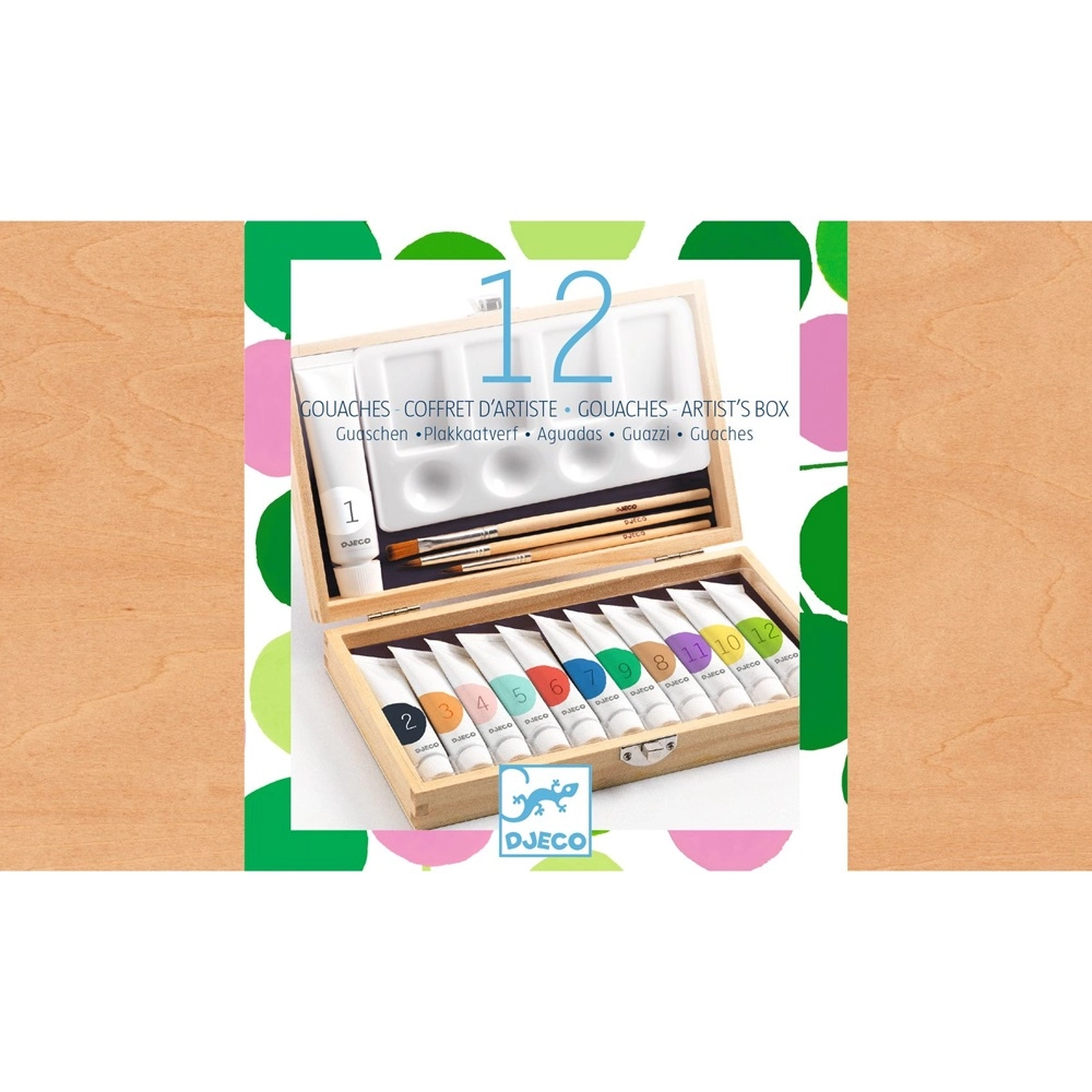 Gouaches Artist's Box - 12pcs 3 brushes 1 palette