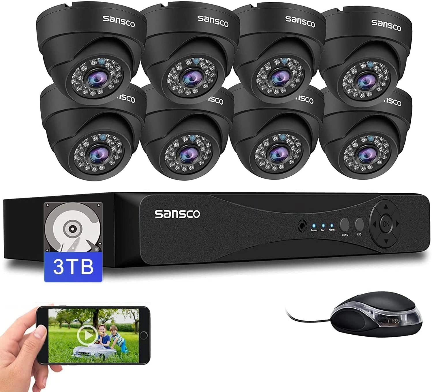SANSCO 8 Channel CCTV Camera System - 8 5MP + Hard Drive