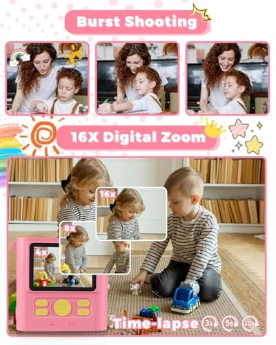 Kids Camera - Instant 32GB Pink