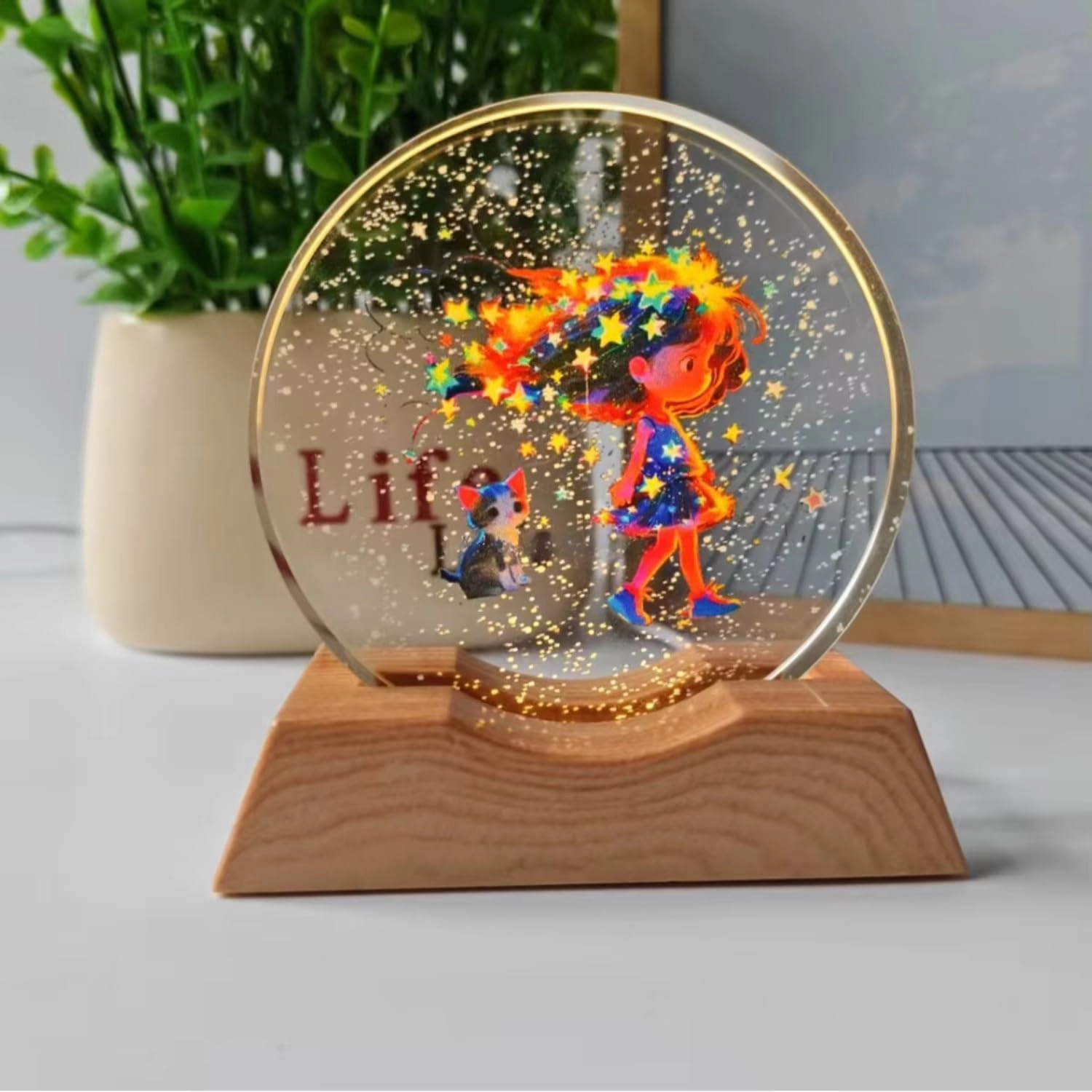 X4Cart, Indore 3D Acrylic LED Night Light - Dream Girl Warm White