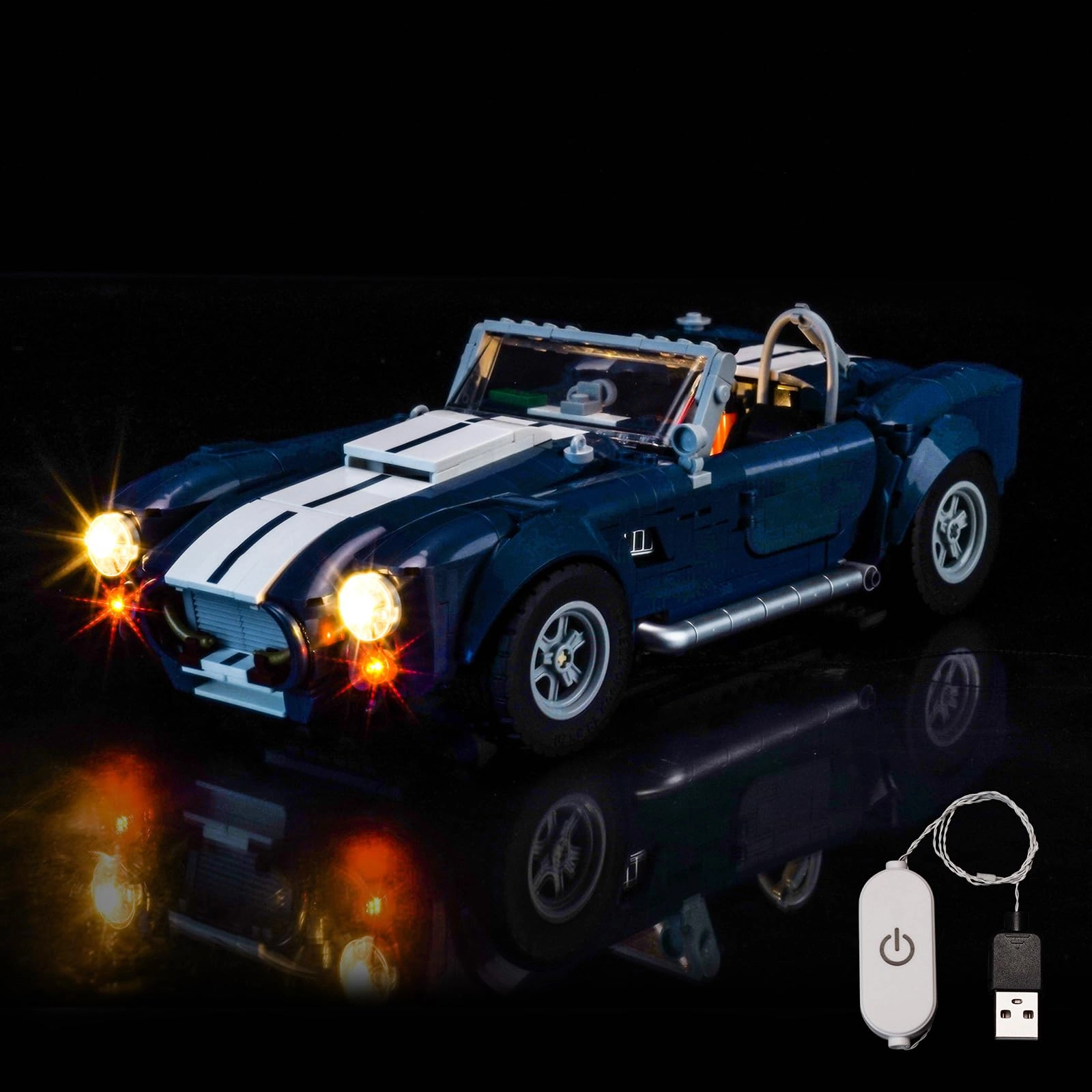 BrickBling LED Light Set Compatible with Lego 10357 Shelby Cobra 427 S/C - Touch Dimmer Switch 2 light sources