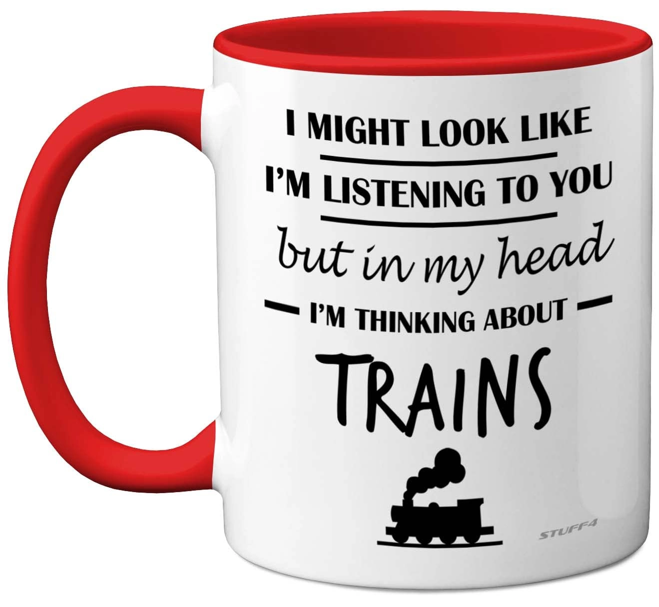 STUFF4 In My Head I'm Thinking About Trains Mug - 1 pcs - Red