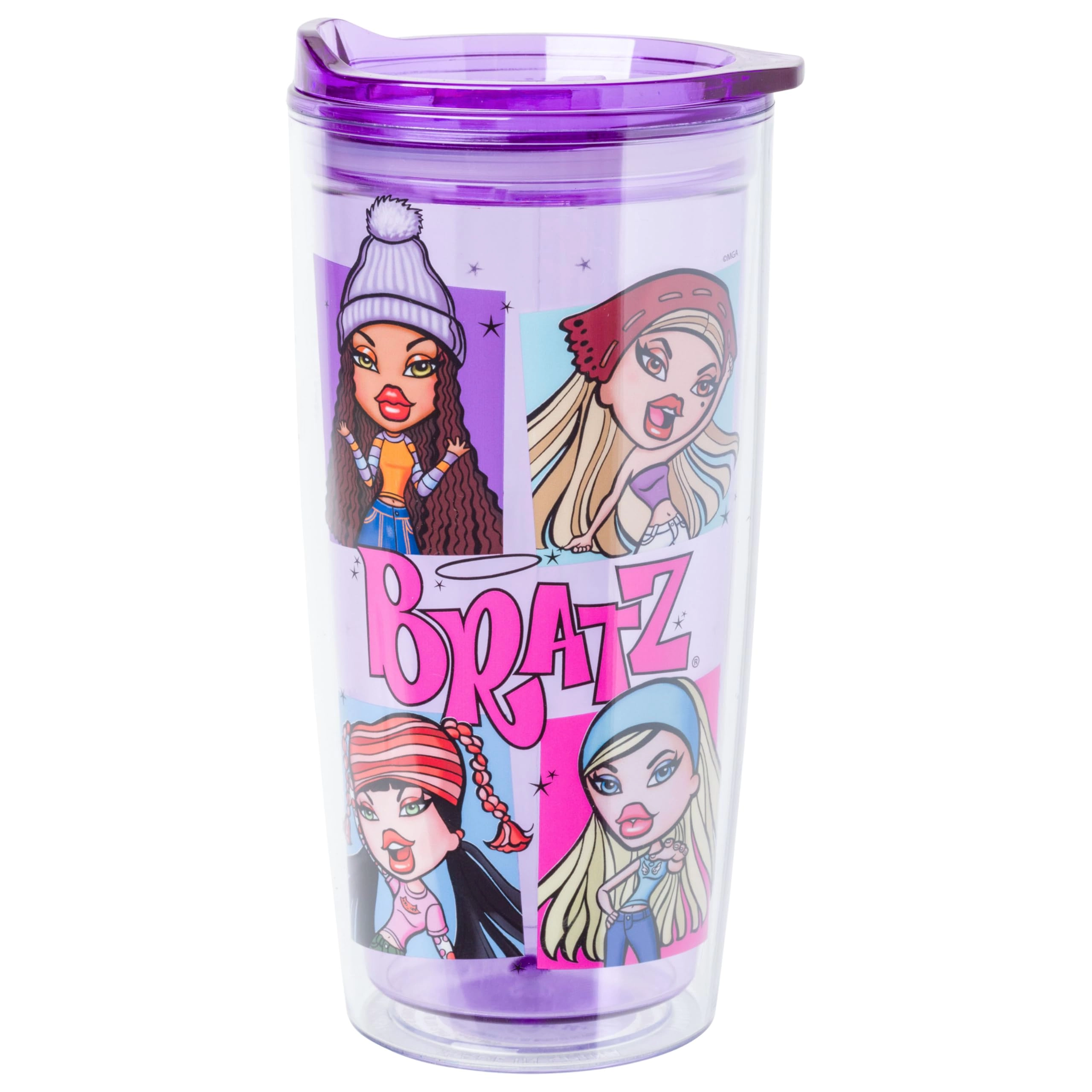 Silver Buffalo Plastic Bratz Four Square Logo Travel Tumbler - 591ml
