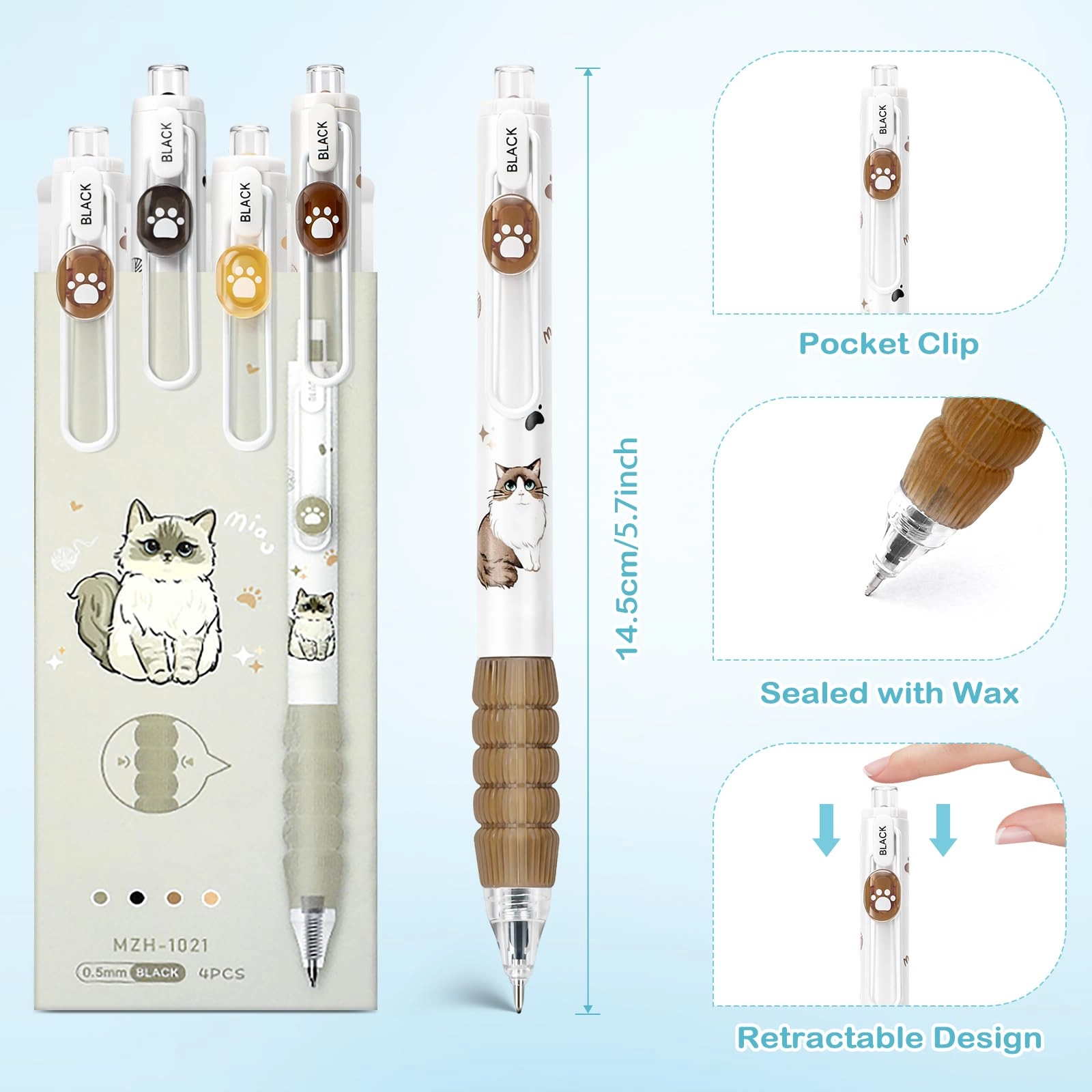 Cute Cat - 4 Pcs 0.5 mm