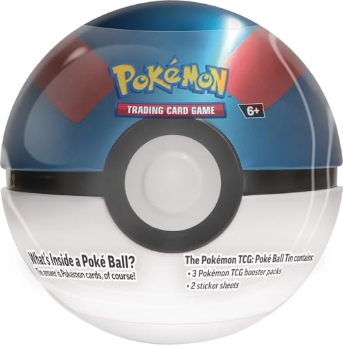 Ball Tin Bundle - 9 TCG Booster Packs 7 Sticker Sheets