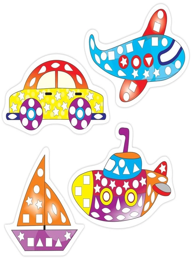 Transport Mosaic Art DIY Kit - Kids Aged 3 to 5 Years Create 4 Vehicle Pictures