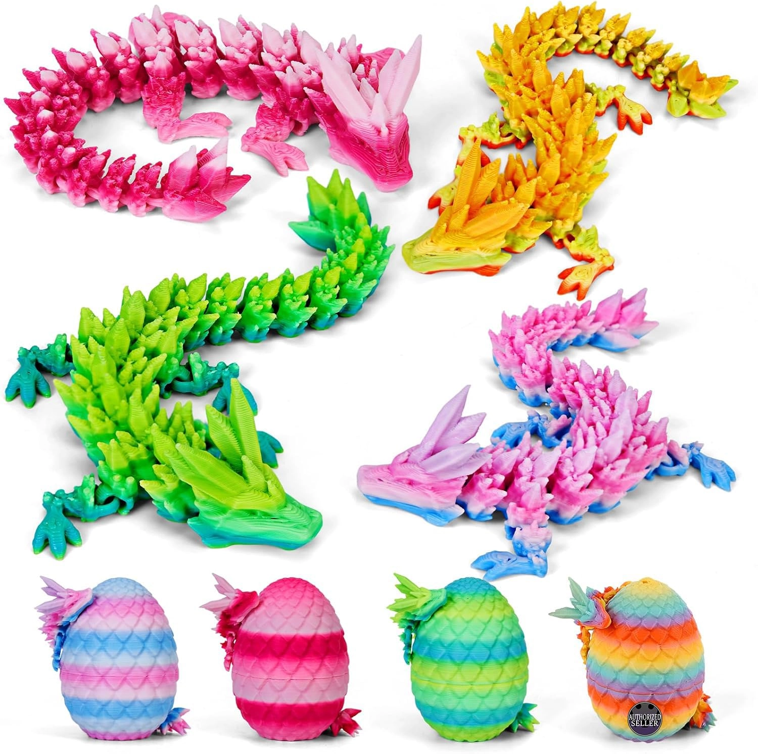 BaiYiGou Store 3D Printed Dragon - 4PCS Pack