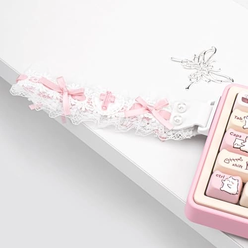 Custom Keyboard Straps - Pink White Lace