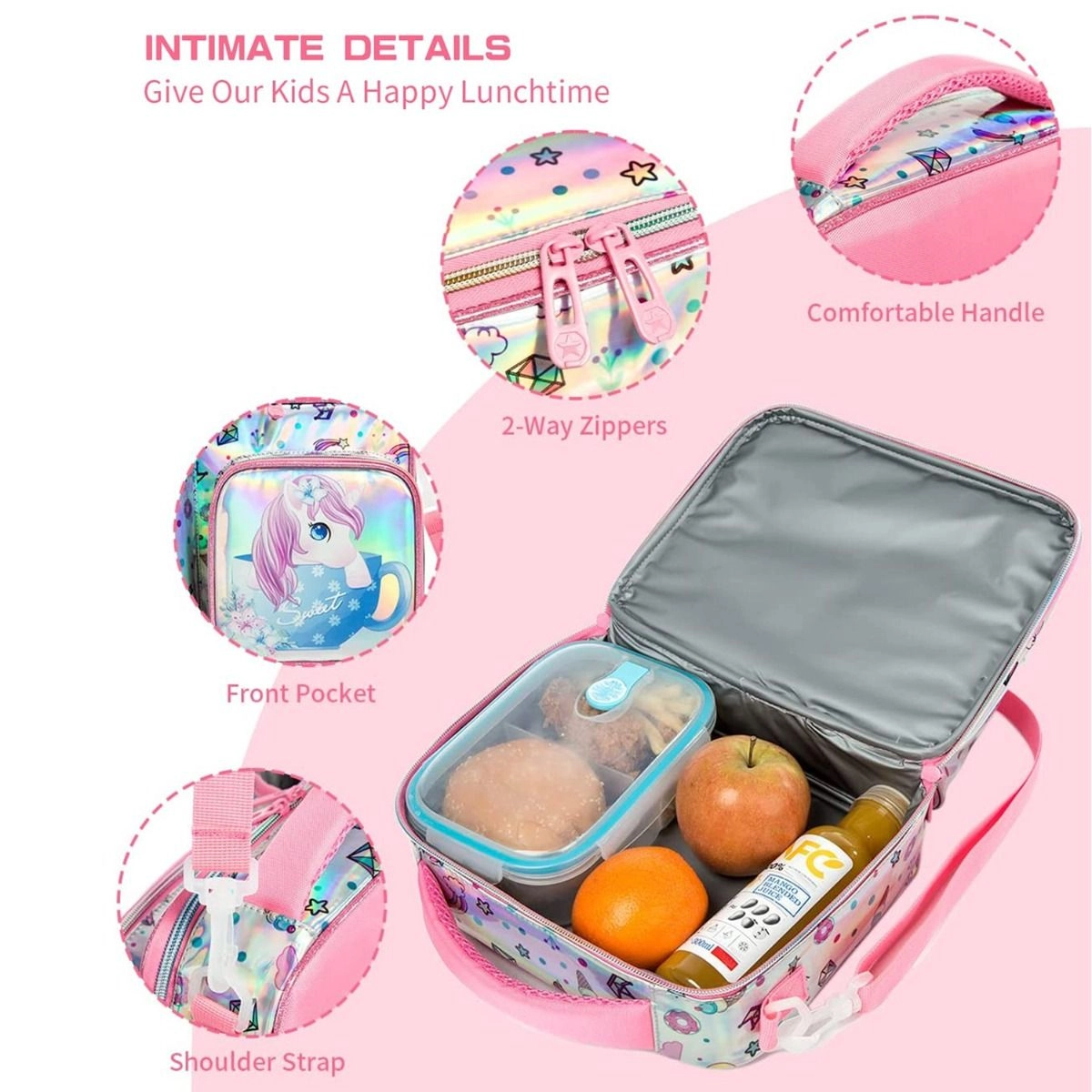 Bento Lunch Bag - Unicorn Pink 7L