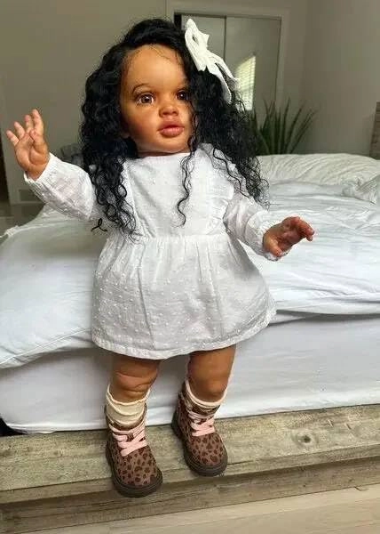 Pippa Reborn Baby Doll - 26 inch Cotton Vinyl Hand-rooted Curly Hair Ages 3+