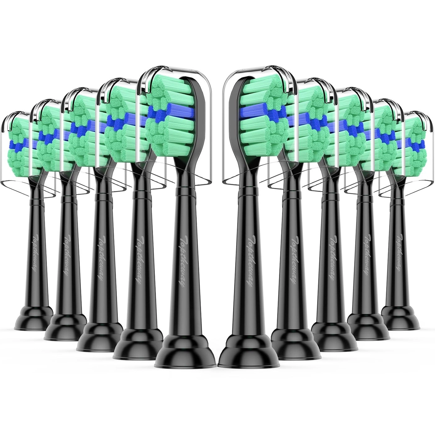Toptheway Replacement Toothbrush Heads - Compatible with Philips Sonicare 10 Pack Black