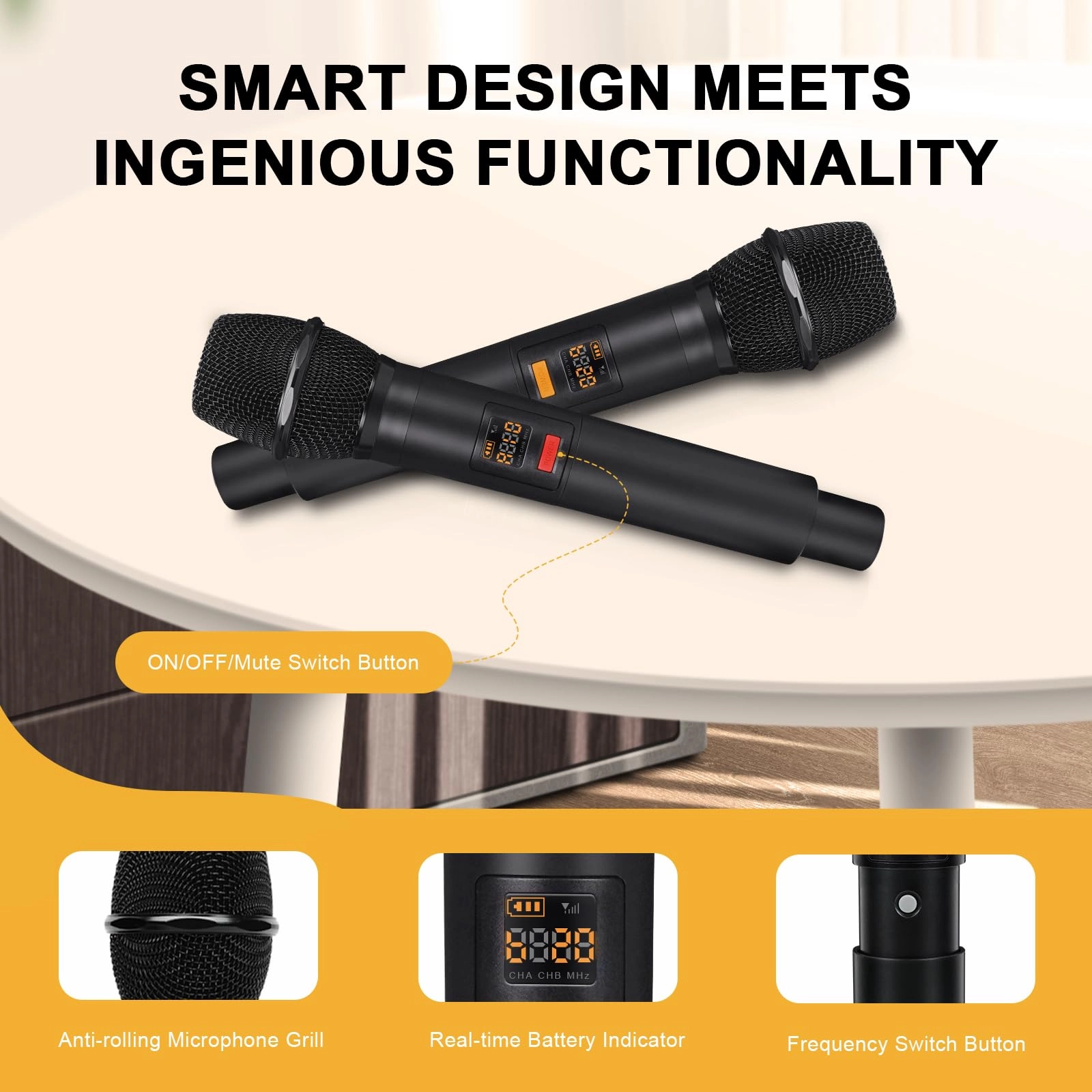 4-Channel Wireless Microphone System - 4 UHF