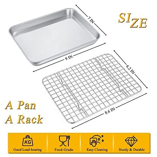 Toaster Oven Pan with Rack Set