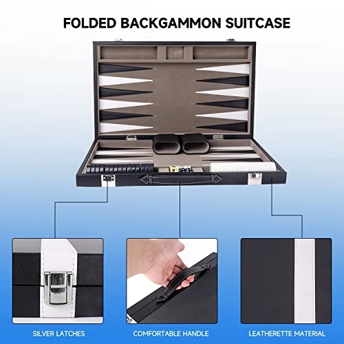 Backgammon - Leather Black&Grey Large