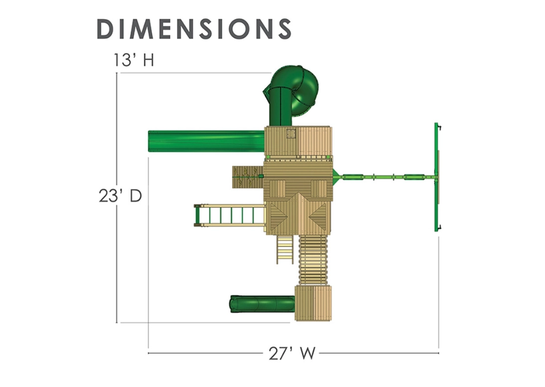 Empire EXTREME - 27'W x 23'D x 13'H 3 Decks 3 Slides