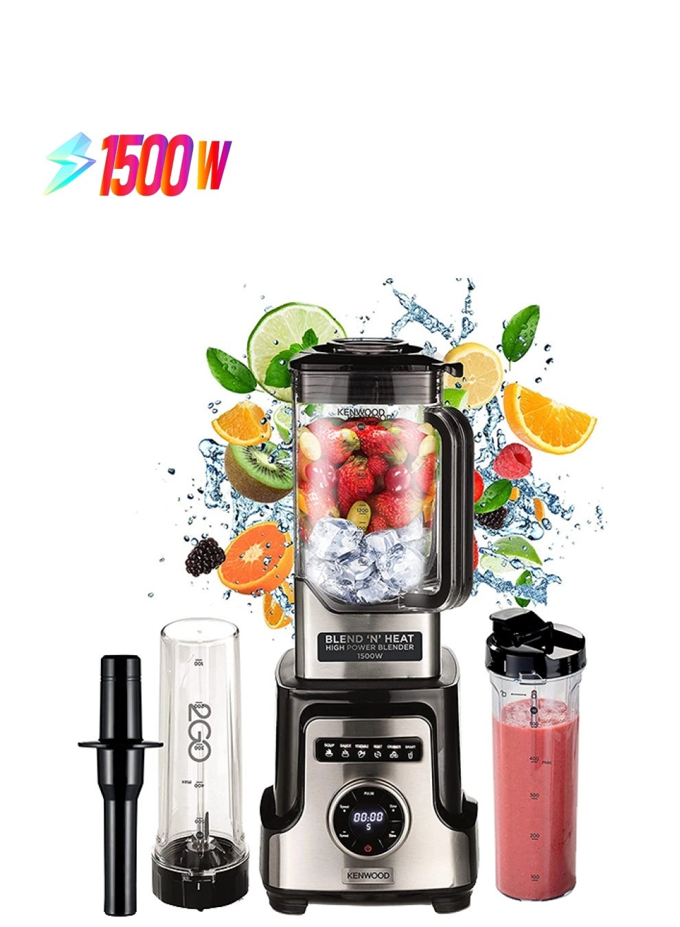 Nutrafeel BLM92.920SS - Tritan Jar 2 Smoothie2Go Bottles Heating Function For Soup