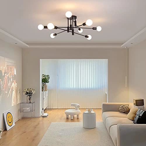 Sputnik Chandelier - 8-Light Black E27