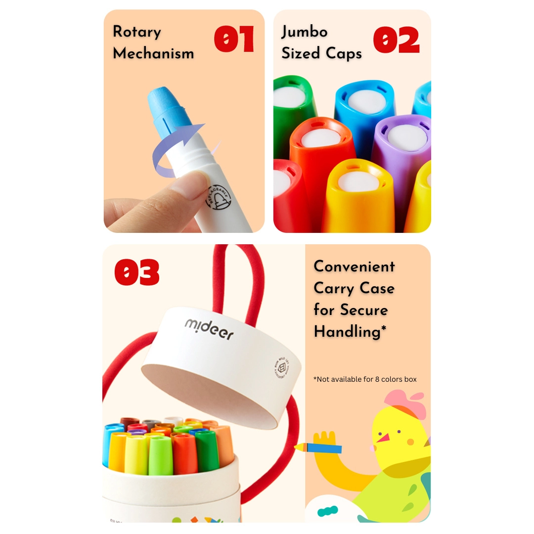 Washable Rotary Crayons - 36 Colours