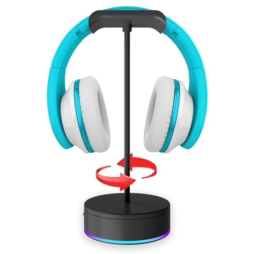 Rotating Headphone Stand - LED Lights USB-C