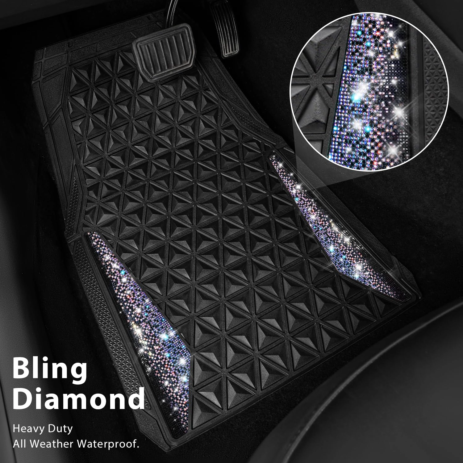 Bling Diamond Car Mats - 4.0 Count Universal Fit