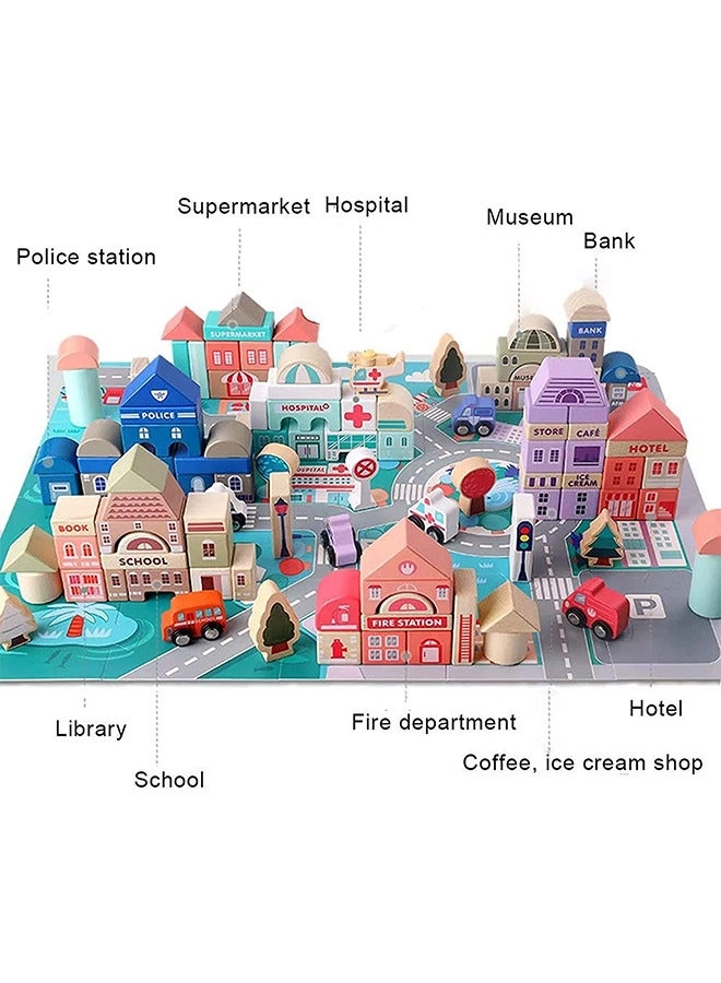 Wooden Building Block Set - Urban 115pcs