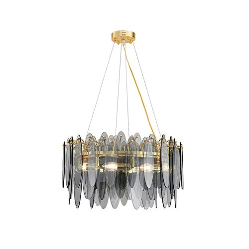 E14 Nordic Post-modern Creative Glass Chandelier - 8 head Soot cover