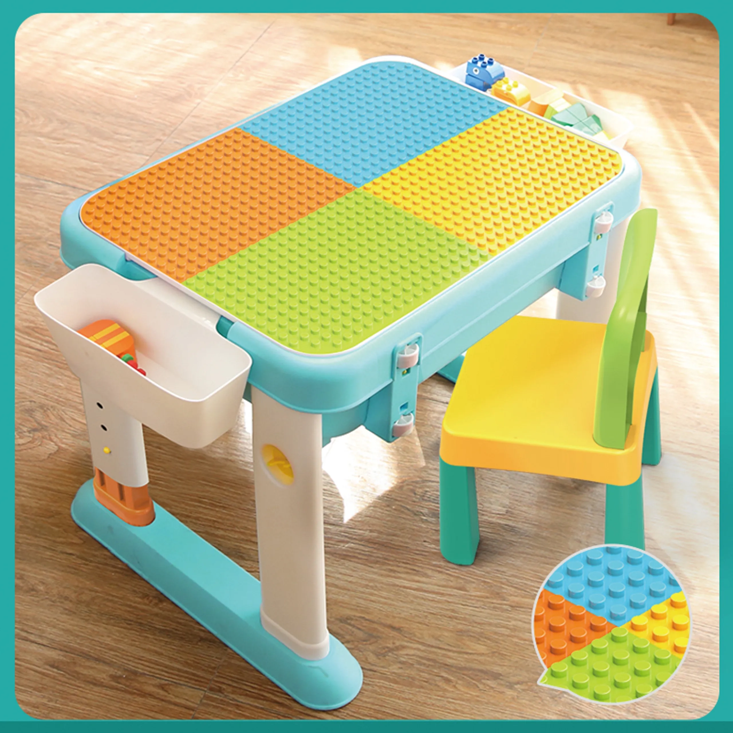 3-In-1 Multifunctional Building Block Table & Chair Set - 55 pcs