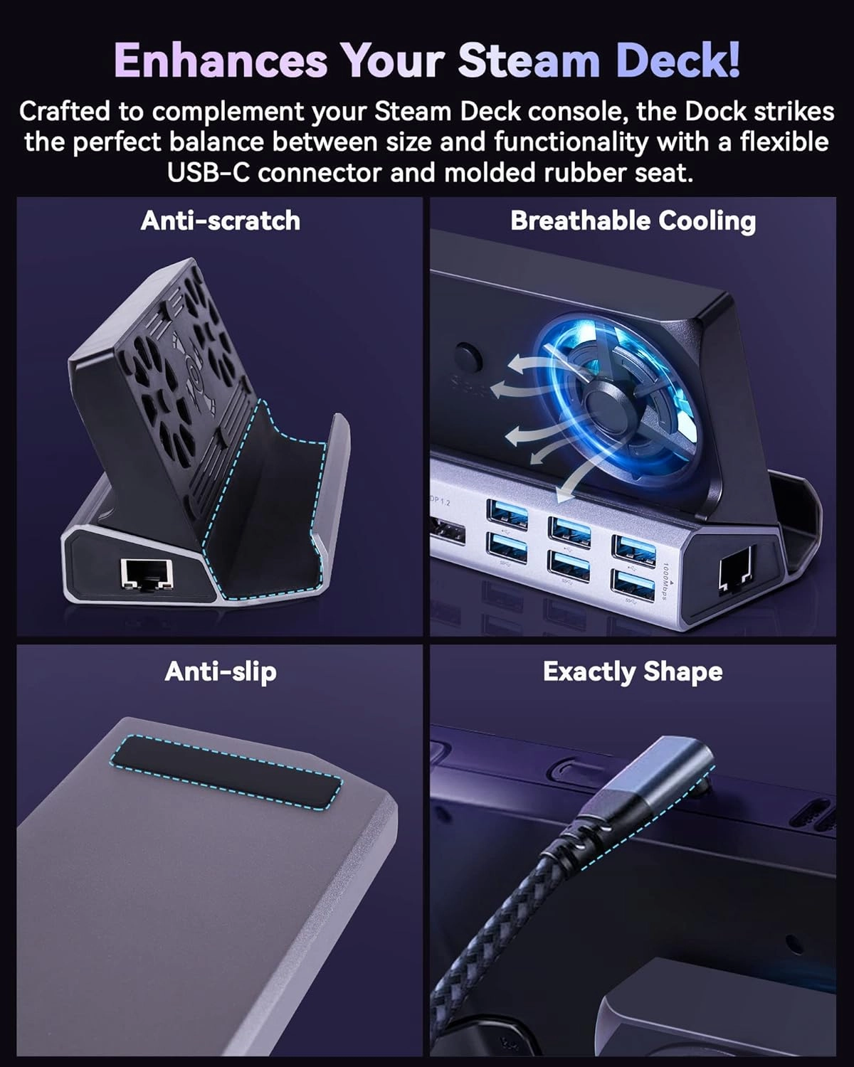 Steam Deck Dock - 11-in-1 Dual Cooling Fans 4K
