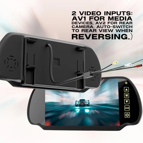 TFT LCD Car Rearview Mirror Monitor - Wide Screen 2 Video Inputs