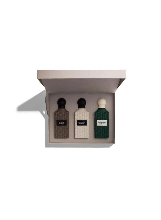 Grey Pearl Diamond - Eau de Parfum 75ml + White Regent Diamond - Eau de Parfum 75ml + Emerald Soul Diamond - Eau de Parfum 75ml + Black Carbon Diamond - Eau de Parfum 10ml + Nod Coral Diamond - Eau de Parfum 10ml
