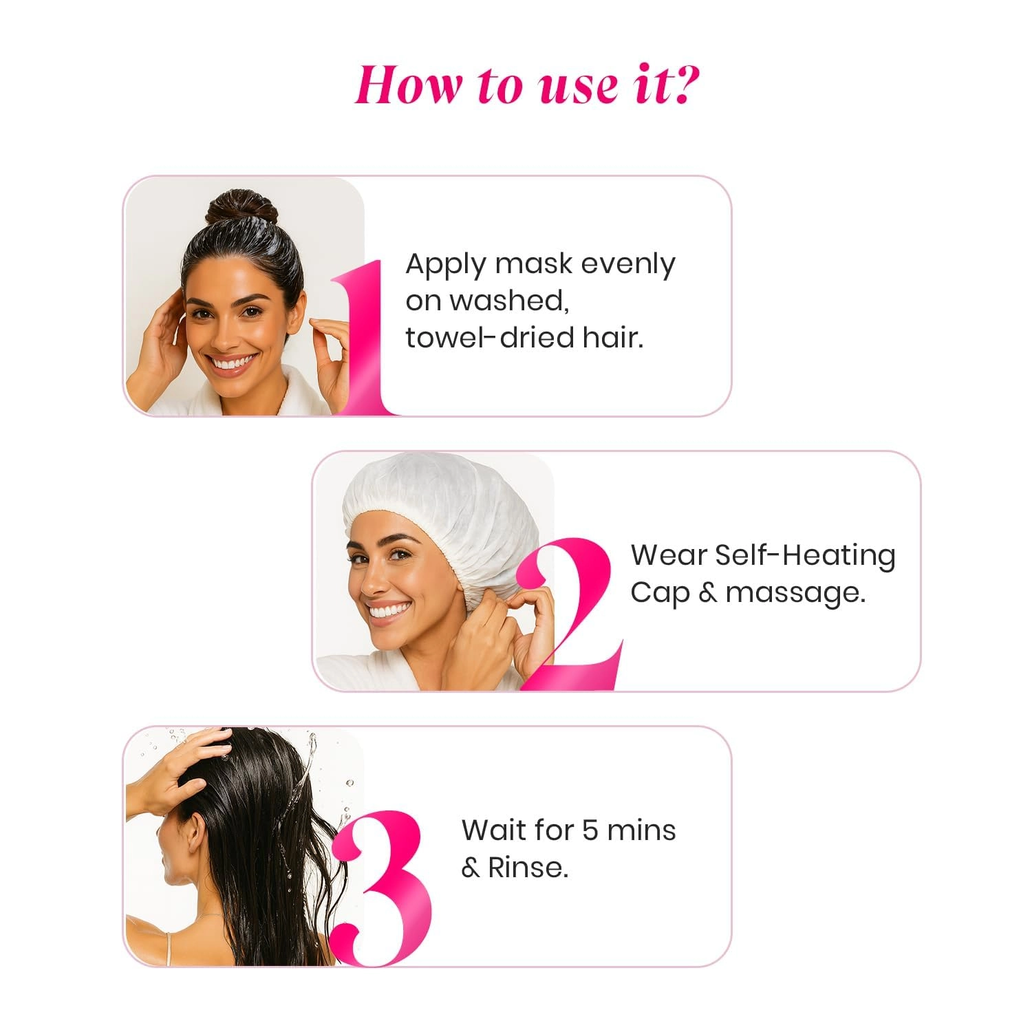 Hot Air Brush - 1200W + Heat Therapy Hair Mask - Self-Heating Cap + Heat Protectant Spray - 200ml