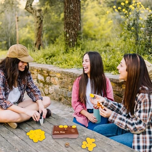 Penny Game - Wooden 50 Coins 1 Dice