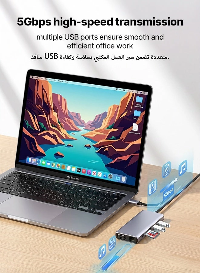 USB C Hub - 11-in-1 Dual HDMI VGA