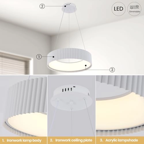 Round LED Chandelier - 3000K–6000K Dimmable