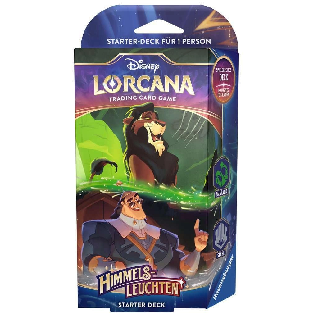 Ravensburger Disney Lorcana TCG: Himmelsleuchten - Starter Deck Smaragd und Stahl - German 60pcs