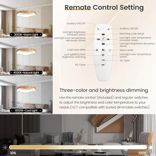 Modern LED Chandelier - 3000K 4000K 6000K 10%-100% dimmable