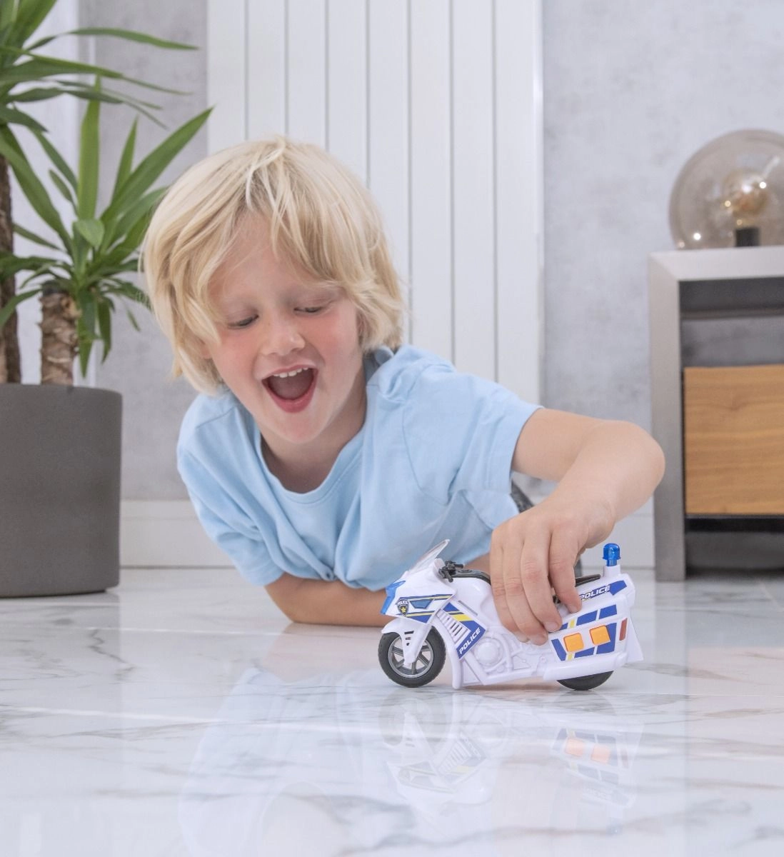 Mighty Machines Light And Sound Police Motorbike - White Small