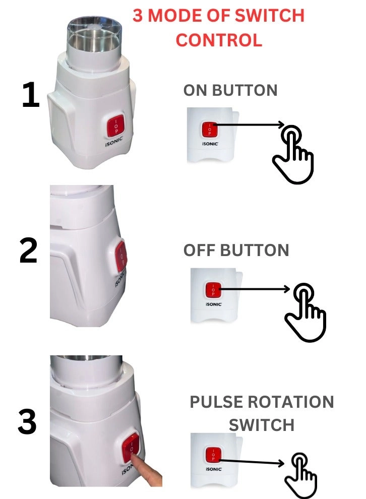 iB 703 - 3 IN 1 BLENDER - Grinder and Chopper attachments, Unbreakable jar
