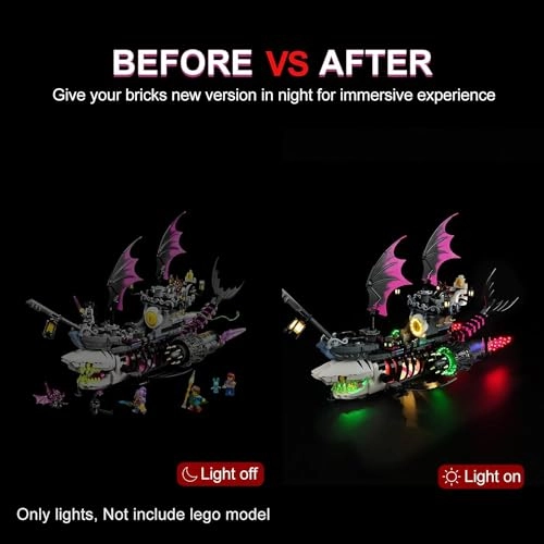 LED Lighting Kit for Lego DREAMZzz Nightmare Shark Ship 71469 - Compatible with Lego 71469 Classic Version
