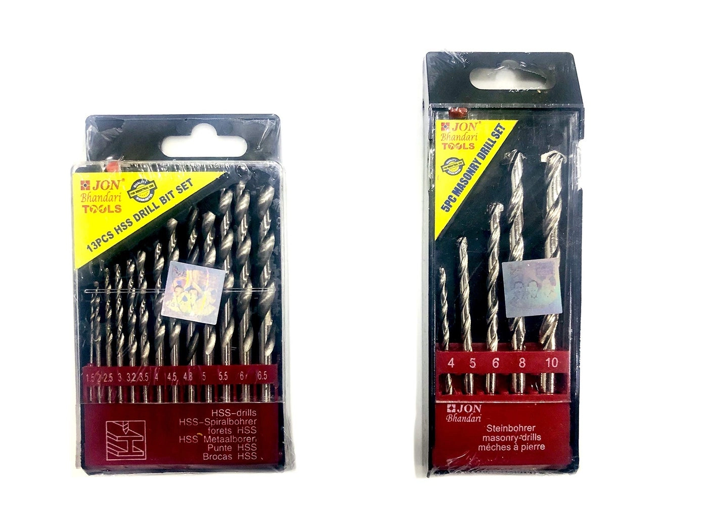Jon Bhandari Tools Combo Drill Bit Set - Hardened Iron 5pcs 13pcs 4mm–10mm 1.5mm–6.5mm