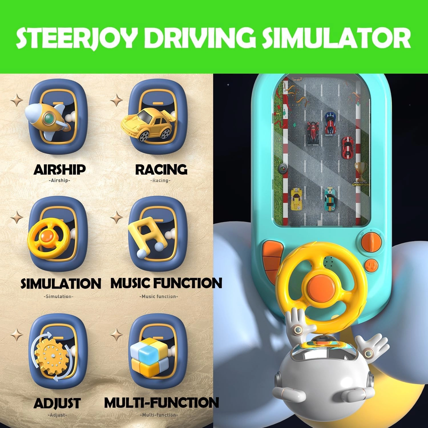 Racing Adventure Car Steering Wheel Toy - 4-6 years