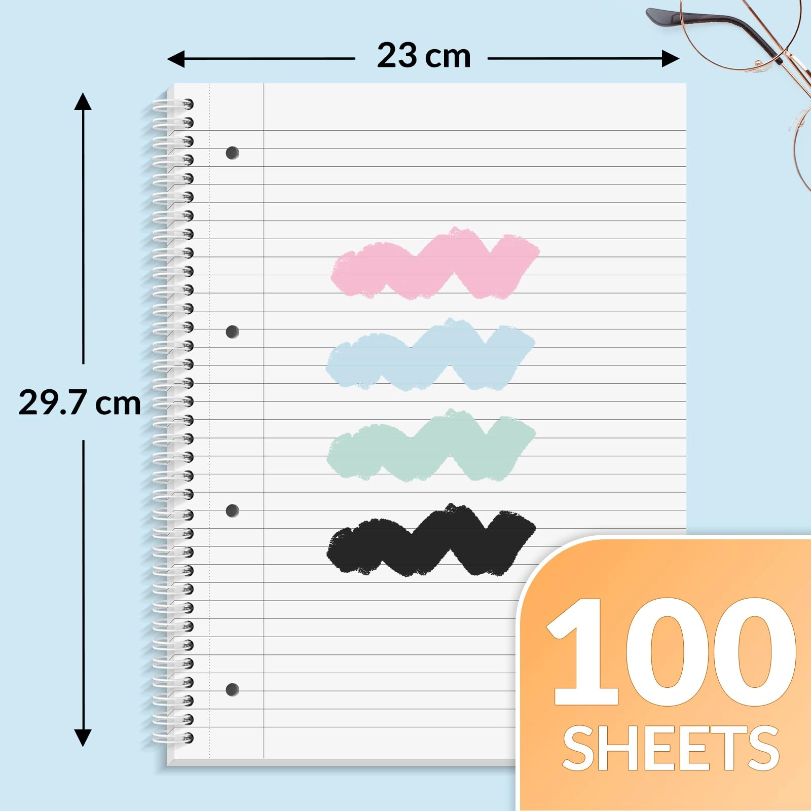 Notebook A4 Spiral - Lined 100 Sheets