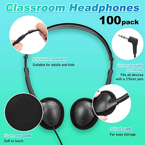 100 Pack School Headphones - Wired Headphone