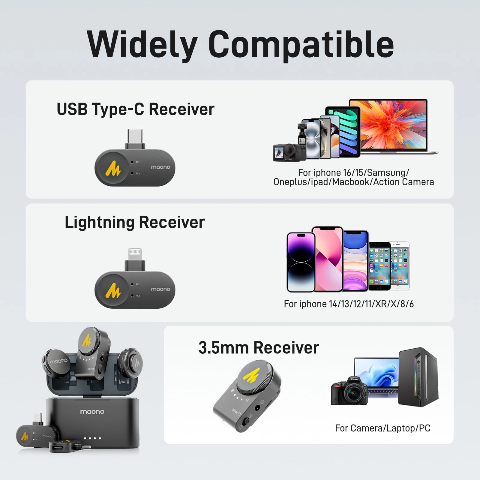 Wave T5 Combo Wireless+Lightning+USB Microphone
