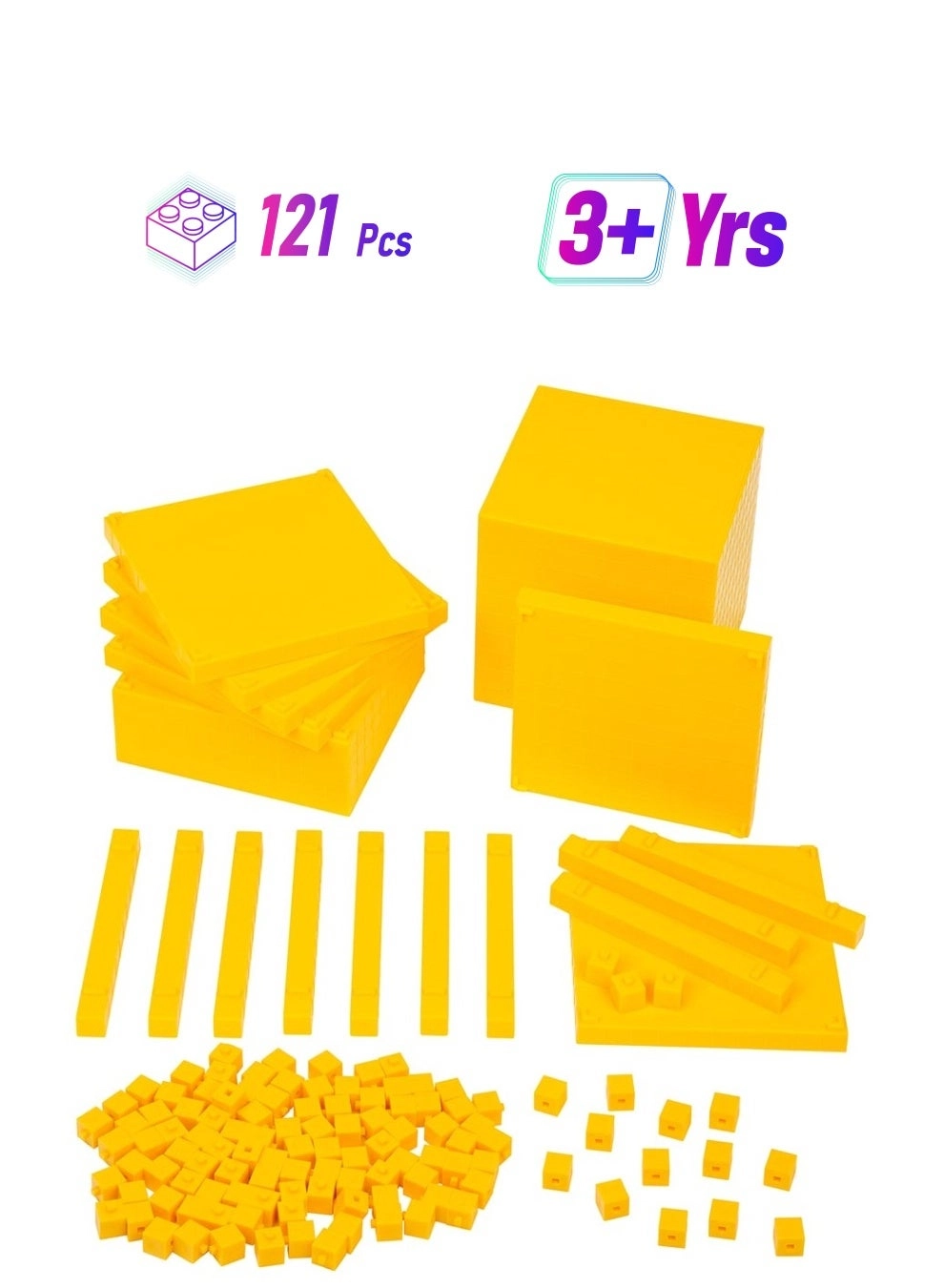 GiGo Toy Teaching Aid Linking Base Ten Material Math Blocks - 3+ Years 121 pieces