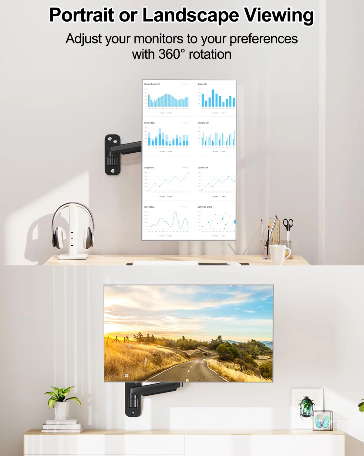 Single Monitor Wall Mount - Single 13 to 32 Inch 75x75 100x100